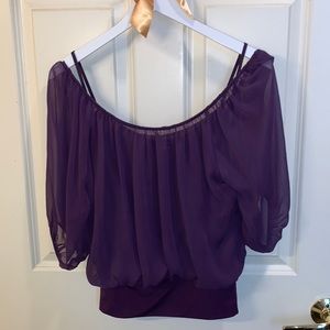 Purple 3/4 length sleeve blouse